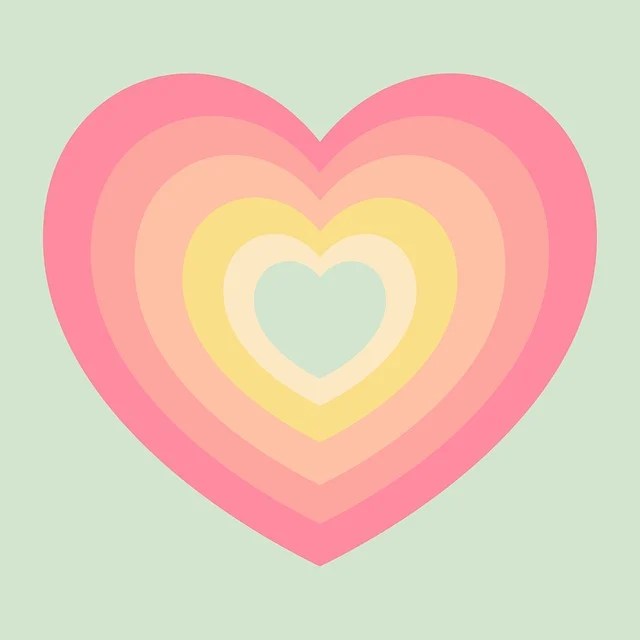 Colourful layered heart illustration